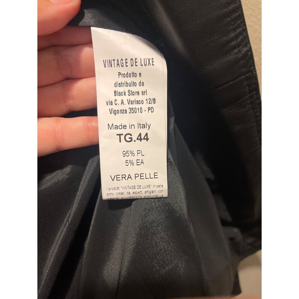 Authentic Vintage De Luxe Italian Black Leather Jacket Sz Women 44 M Zippers - Picture 8 of 12